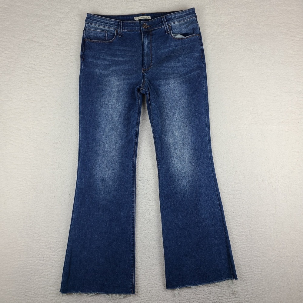Whetherly Jeans Womens 32/14‎ Blue Beverly High Rise Ankle Flare Dark Wash Denim